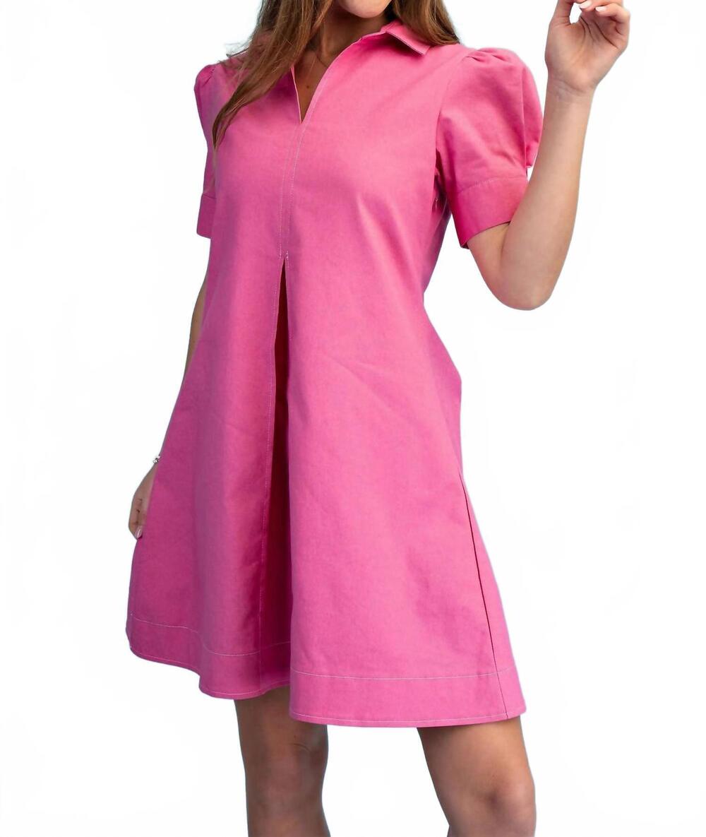 NEW GIGIO a-line collared mini dress in pink - Picture 2 of 5